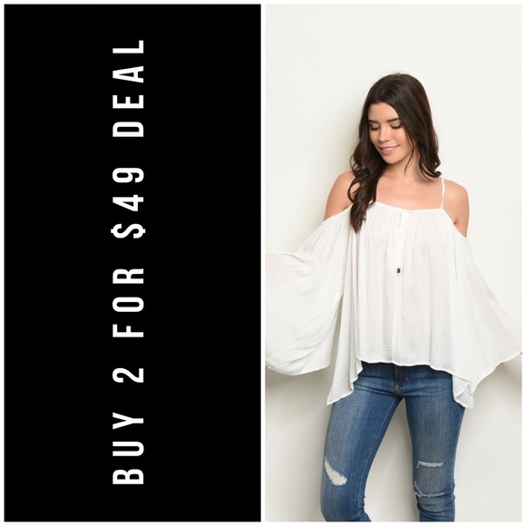 Mod Ref Tops - ☀️WHITE OVERSIZED BOHO BELL SLEEVES TOP